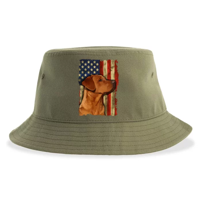 Foxred Labrador Retriever Us Flag Fox Red Labrador Dog Lover Gift Sustainable Bucket Hat