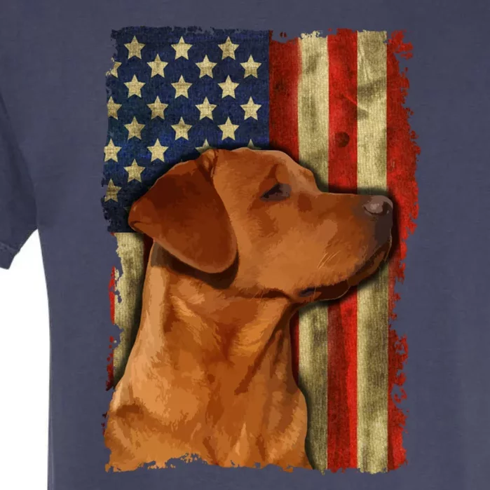 Foxred Labrador Retriever Us Flag Fox Red Labrador Dog Lover Gift Garment-Dyed Heavyweight T-Shirt