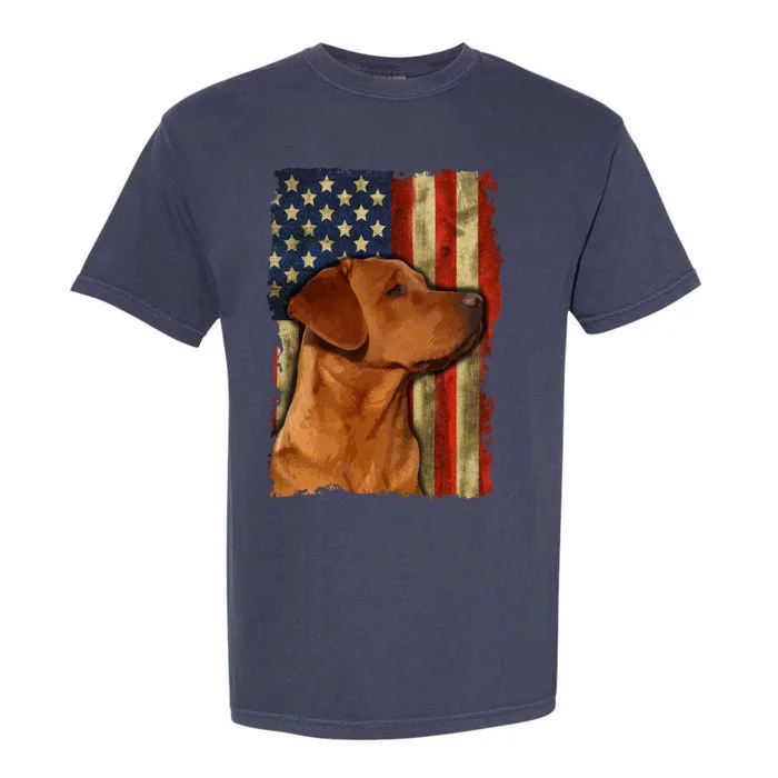 Foxred Labrador Retriever Us Flag Fox Red Labrador Dog Lover Gift Garment-Dyed Heavyweight T-Shirt