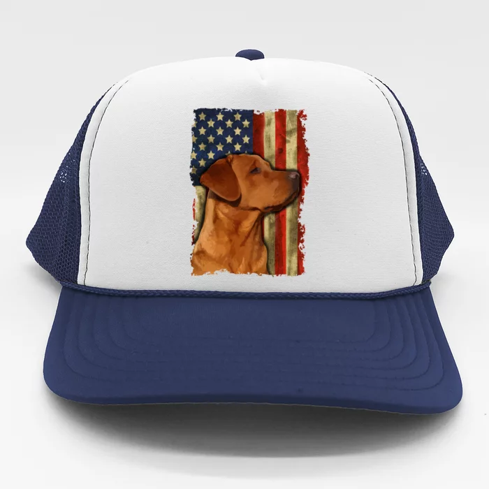 Foxred Labrador Retriever Us Flag Fox Red Labrador Dog Lover Gift Trucker Hat