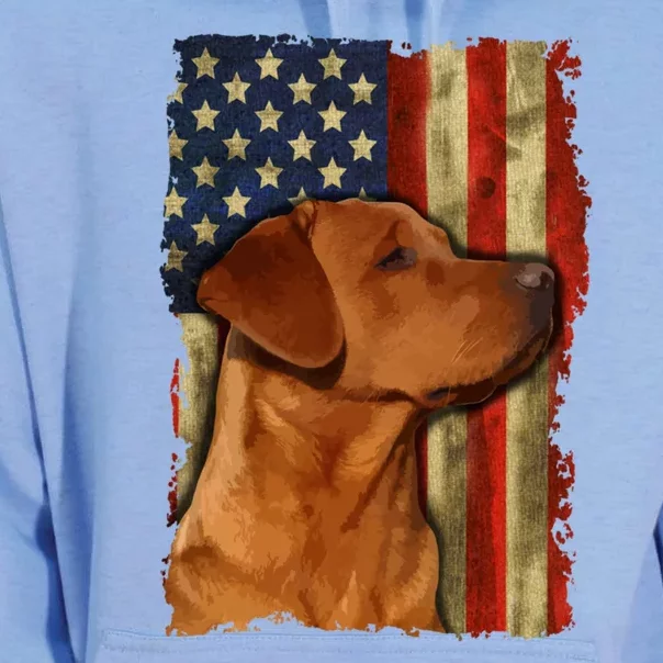 Foxred Labrador Retriever Us Flag Fox Red Labrador Dog Lover Gift Unisex Surf Hoodie