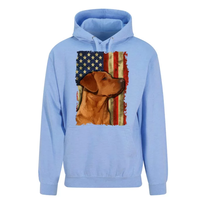 Foxred Labrador Retriever Us Flag Fox Red Labrador Dog Lover Gift Unisex Surf Hoodie