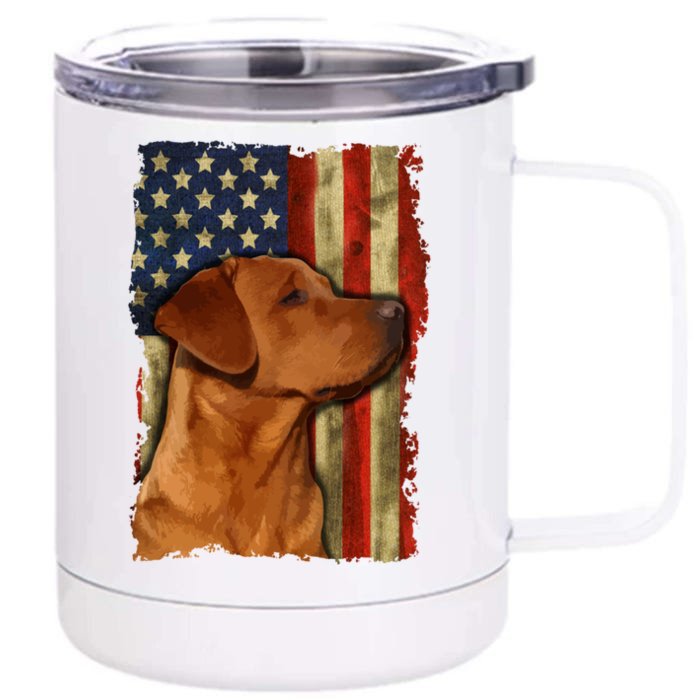 Foxred Labrador Retriever Us Flag Fox Red Labrador Dog Lover Gift Front & Back 12oz Stainless Steel Tumbler Cup