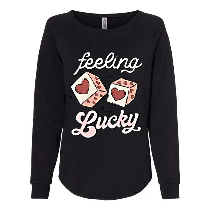 Feeling Lucky Retro Valentine Groovy Valentines Day Gift Womens California Wash Sweatshirt