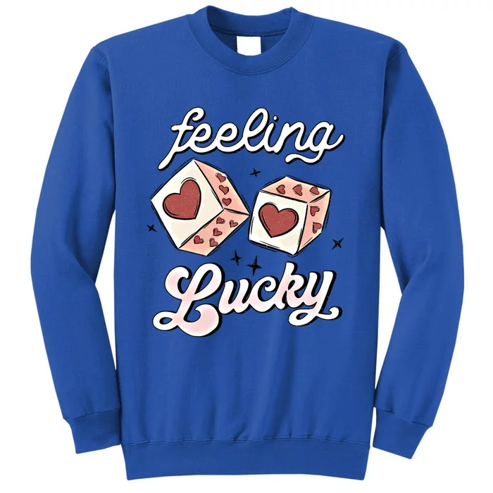 Feeling Lucky Retro Valentine Groovy Valentines Day Gift Tall Sweatshirt