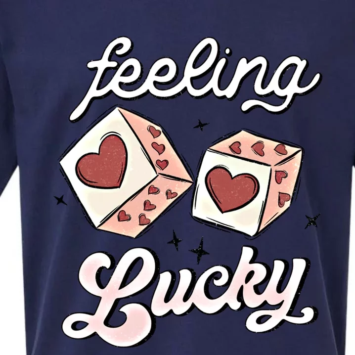 Feeling Lucky Retro Valentine Groovy Valentines Day Gift Sueded Cloud Jersey T-Shirt