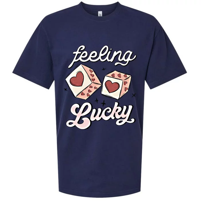 Feeling Lucky Retro Valentine Groovy Valentines Day Gift Sueded Cloud Jersey T-Shirt