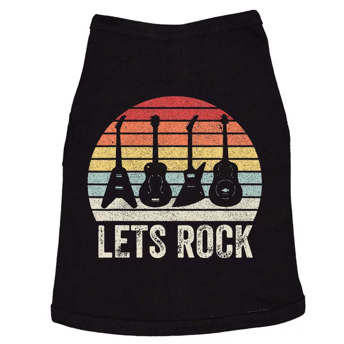 Funny Lets Rock Rock n Roll Guitar Retro Doggie Tank