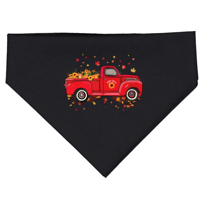 Fall Leaves Red Truck Pumpkins Sunflower Autumn Thanksgiving USA-Made Doggie Bandana