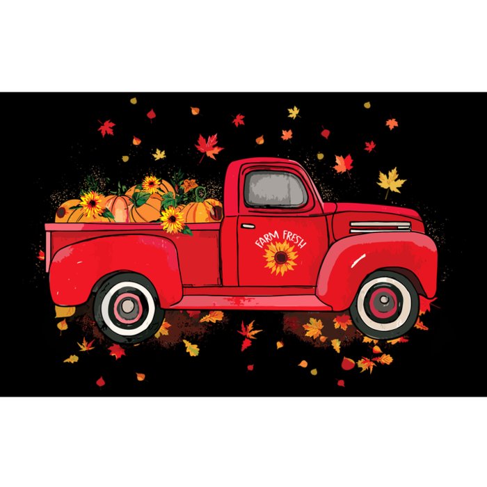 Fall Leaves Red Truck Pumpkins Sunflower Autumn Thanksgiving Bumper Sticker