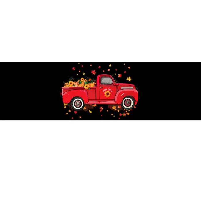 Fall Leaves Red Truck Pumpkins Sunflower Autumn Thanksgiving Bumper Sticker