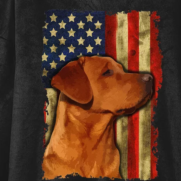 Foxred Labrador Retriever US Flag Fox Red Labrador Dog Lover Hooded Wearable Blanket