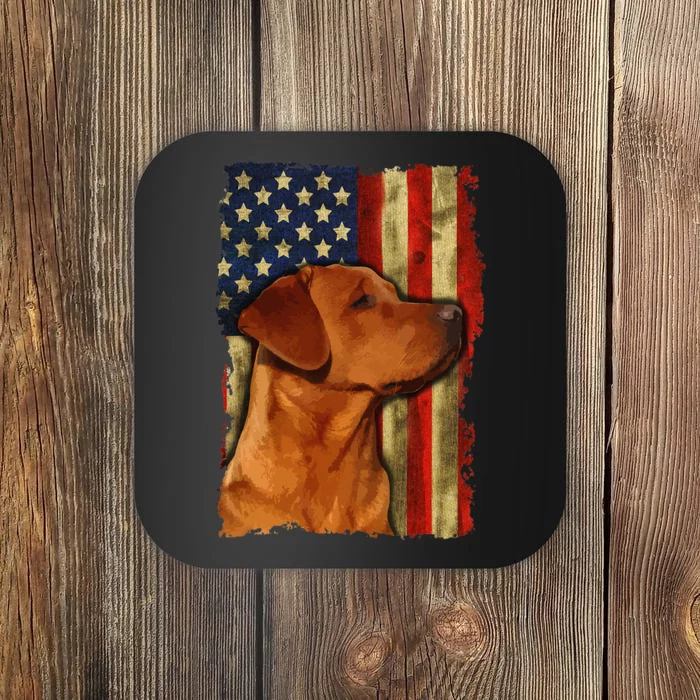 Foxred Labrador Retriever US Flag Fox Red Labrador Dog Lover Coaster