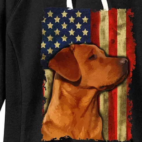 Foxred Labrador Retriever US Flag Fox Red Labrador Dog Lover Women's Fleece Hoodie