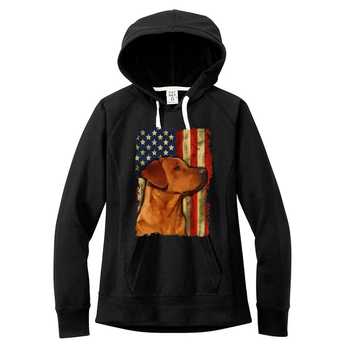 Foxred Labrador Retriever US Flag Fox Red Labrador Dog Lover Women's Fleece Hoodie