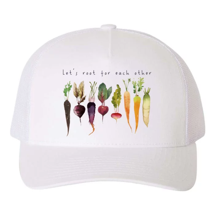 Funny Lets Root For Each Other Vegan Veggies Vegetable Yupoong Adult 5-Panel Trucker Hat