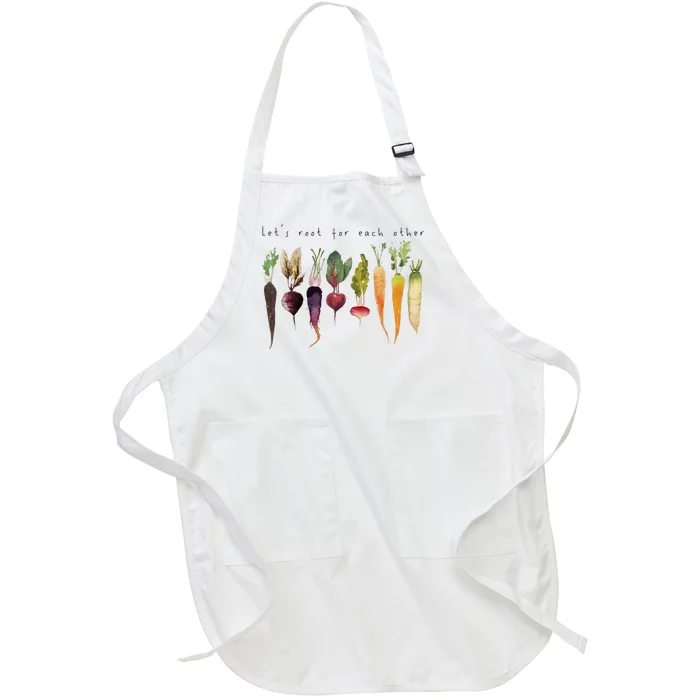 Funny Lets Root For Each Other Vegan Veggies Vegetable Full-Length Apron With Pocket