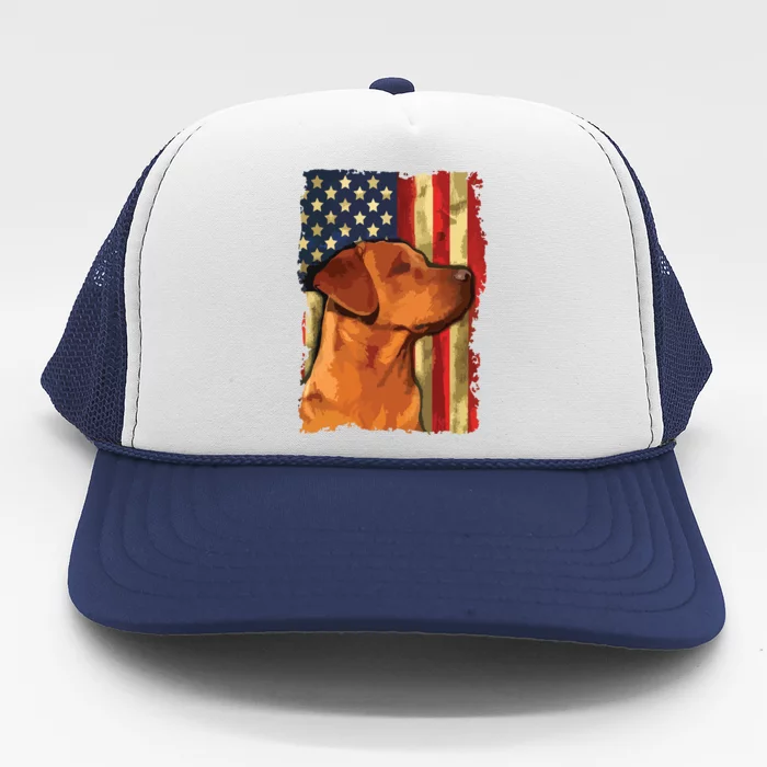 Foxred Labrador Retriever US Flag Fox Red Labrador Dog Lover Trucker Hat