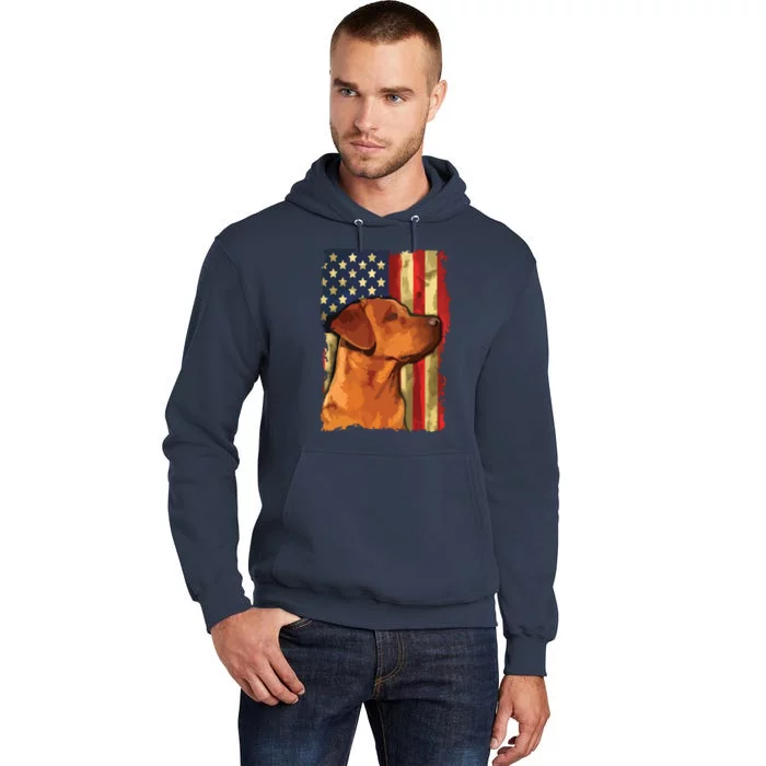 Foxred Labrador Retriever US Flag Fox Red Labrador Dog Lover Tall Hoodie