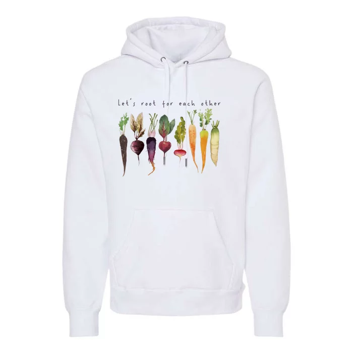 Funny Lets Root For Each Other Vegan Veggies Vegetable Retro Premium Hoodie