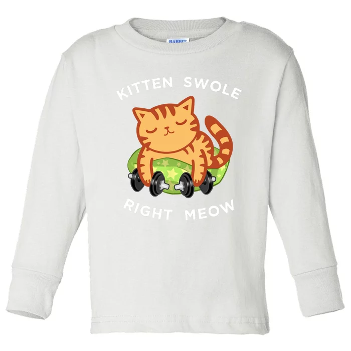 Funny Lifting Right Meow Cat, Workout Gym Toddler Long Sleeve Shirt