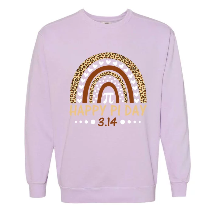 Funny Leopard Rainbow Happy Pi Day Mathematic Math Teacher Gift Garment-Dyed Sweatshirt