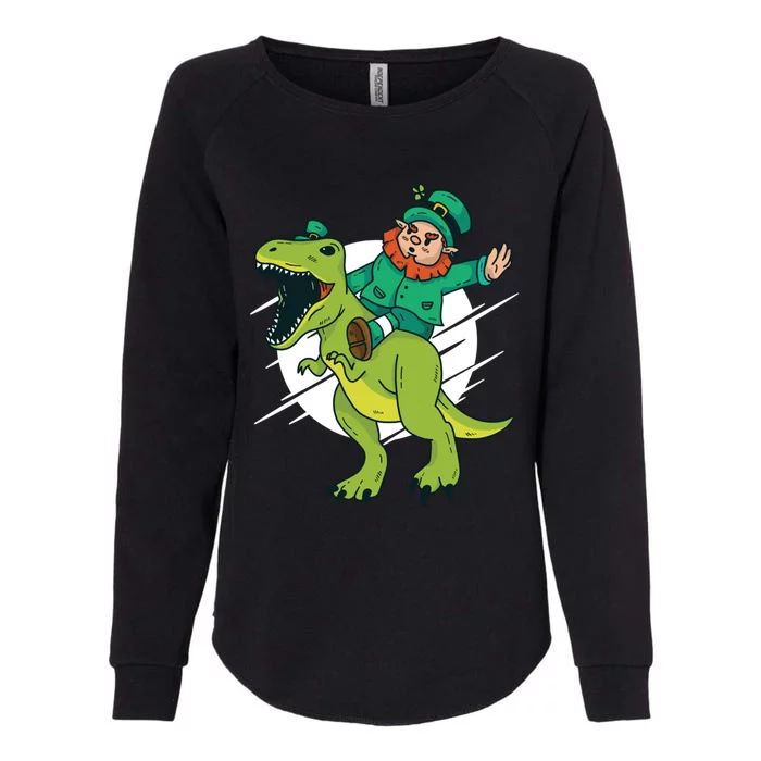 Funny Leprechaun Riding A Dinosaur Unicorn Gift Womens California Wash Sweatshirt