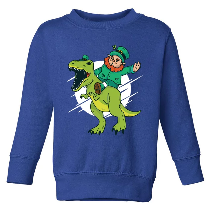 Funny Leprechaun Riding A Dinosaur Unicorn Gift Toddler Sweatshirt