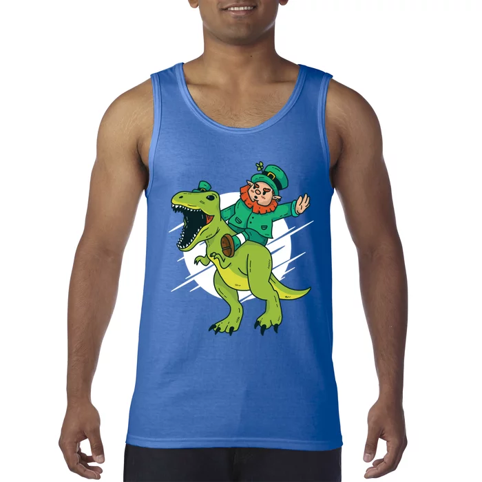 Funny Leprechaun Riding A Dinosaur Unicorn Gift Tank Top