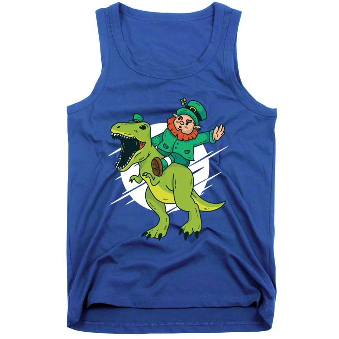 Funny Leprechaun Riding A Dinosaur Unicorn Gift Tank Top