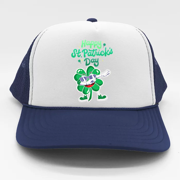 Funny Lucky St PatrickS Day Dabbing Irish Shamrock Glasses Gift Trucker Hat