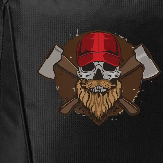 Funny Lumberjack Skull Bearded Axe Throwing Tree Logger City Backpack