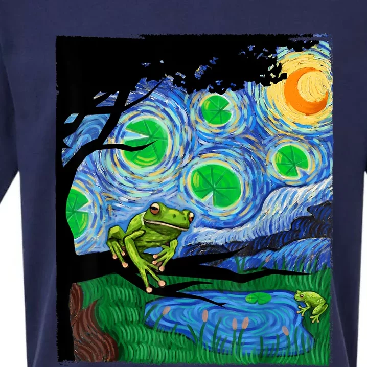 Frog Lover Starry Night Frog Van Gogh Frog Funny Frog Sueded Cloud Jersey T-Shirt