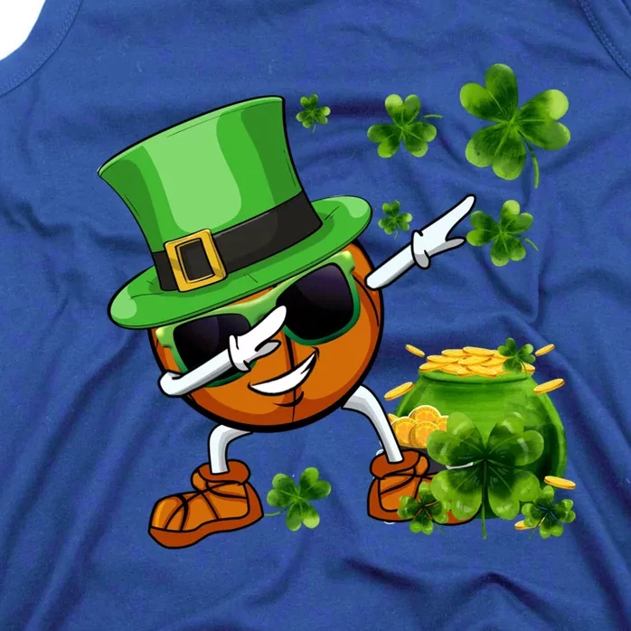 Funny Leprechaun Shamrock Dabbing Basketball St Patricks Day Gift Tank Top