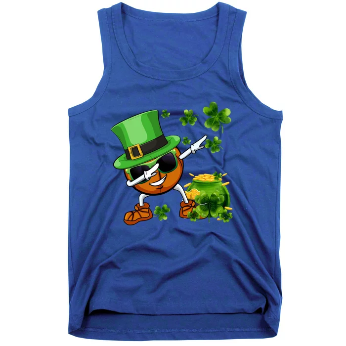 Funny Leprechaun Shamrock Dabbing Basketball St Patricks Day Gift Tank Top