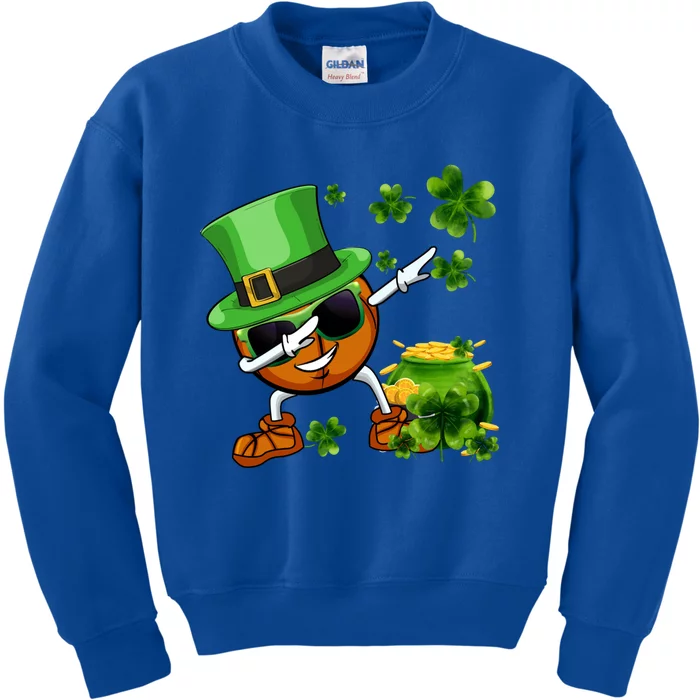 Funny Leprechaun Shamrock Dabbing Basketball St Patricks Day Gift Kids Sweatshirt