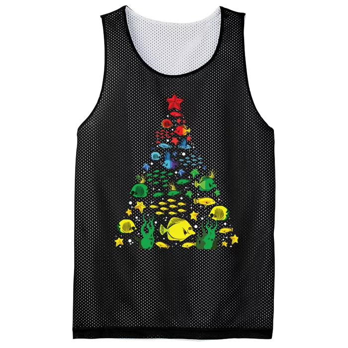 Fish Lovers Sea Beach Aquatic Christmas Tree Xmas Decor Mesh Reversible Basketball Jersey Tank