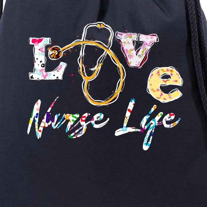 Funny Love Stethoscope Scrub Nurse Life Meaningful Gift Drawstring Bag