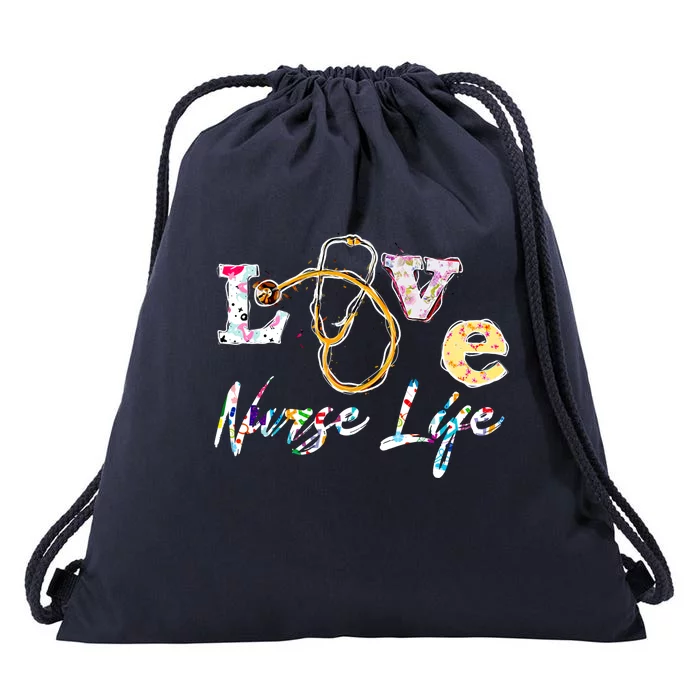 Funny Love Stethoscope Scrub Nurse Life Meaningful Gift Drawstring Bag