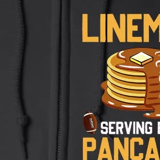 Football Lineman Serving Pancakes Daily Offensive Lineman Full Zip Hoodie