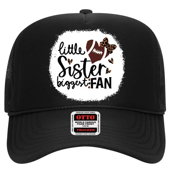 Football Little Sister Biggest Fan Shirts Football Sister High Crown Mesh Trucker Hat