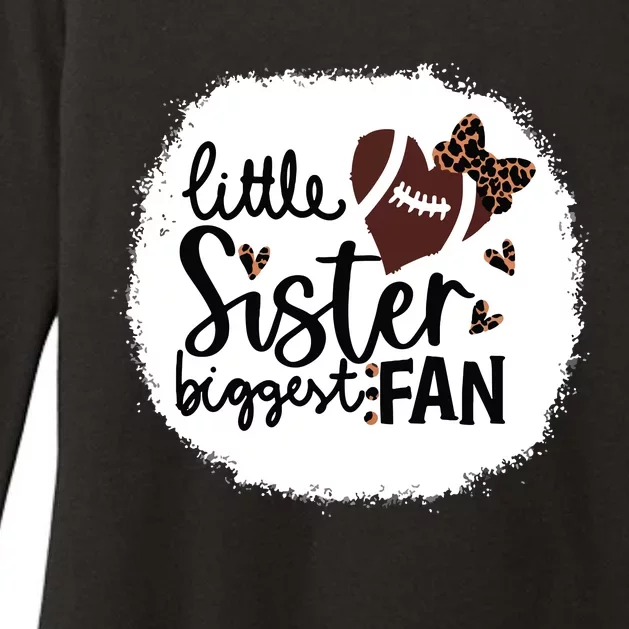 Football Little Sister Biggest Fan Shirts Football Sister Womens CVC Long Sleeve Shirt