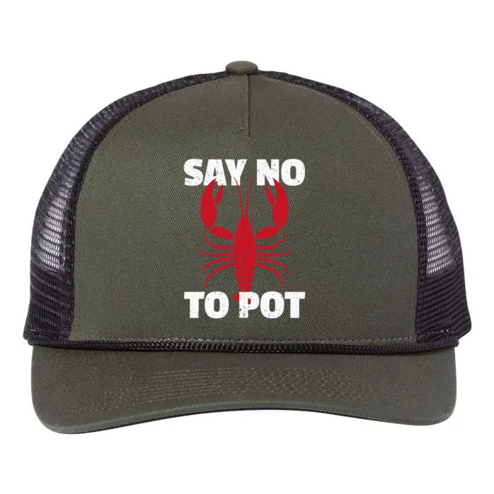 Funny Lobster Say No To Pot Lobster Retro Rope Trucker Hat Cap