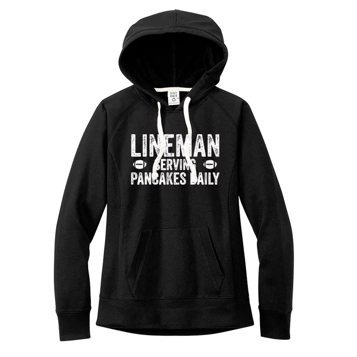 Football Lineman Serving Pancakes Daily Women's Fleece Hoodie