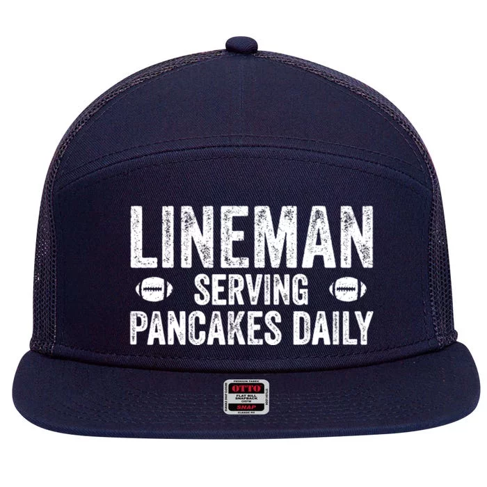 Football Lineman Serving Pancakes Daily 7 Panel Mesh Trucker Snapback Hat