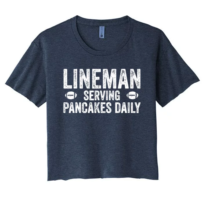 Football Lineman Serving Pancakes Daily Women's Crop Top Tee