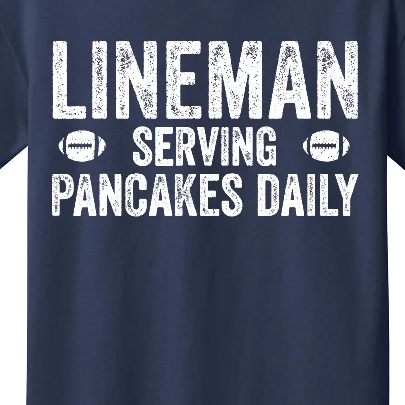 Football Lineman Serving Pancakes Daily Kids T-Shirt