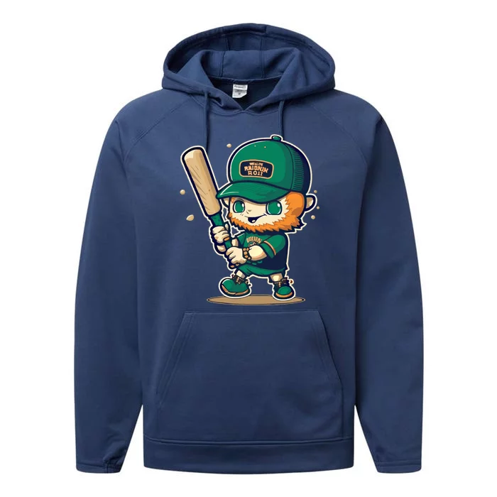 Funny Leprechaun St Patricks Day Irish Cute Baseball Funny Gift Performance Fleece Hoodie