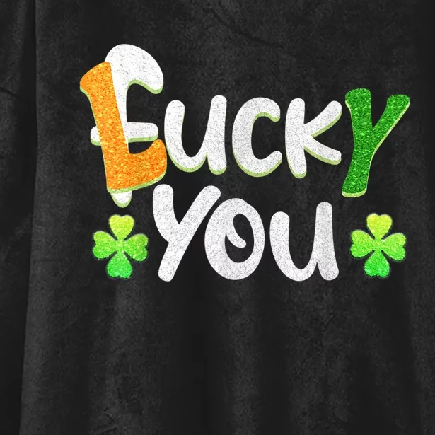 Funny Leprechaun Shamrock Fuck Lucky You St Patricks Day Hooded Wearable Blanket