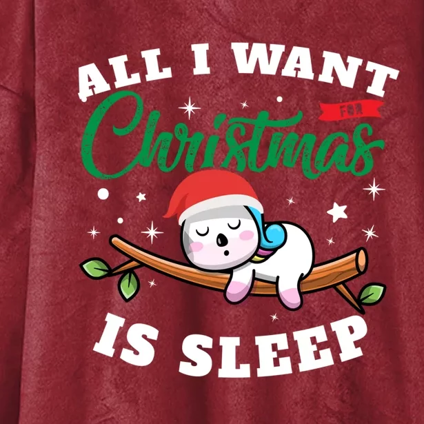 Funny Lazy Sloth All I Want For Christmas Is Sleep Funny Gift Hooded Wearable Blanket